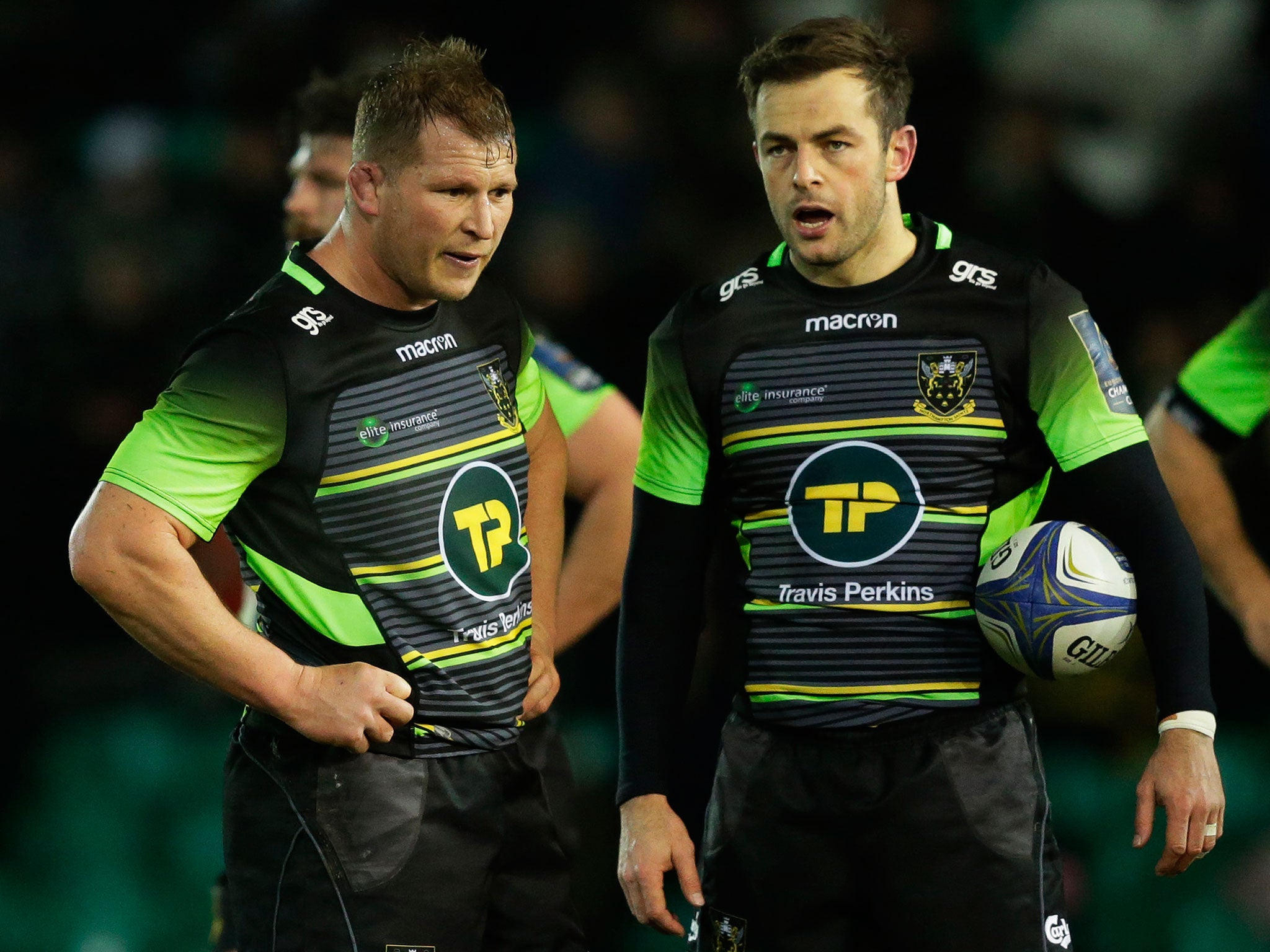 Dylan Hartley and Stephen Myler look on after defeat