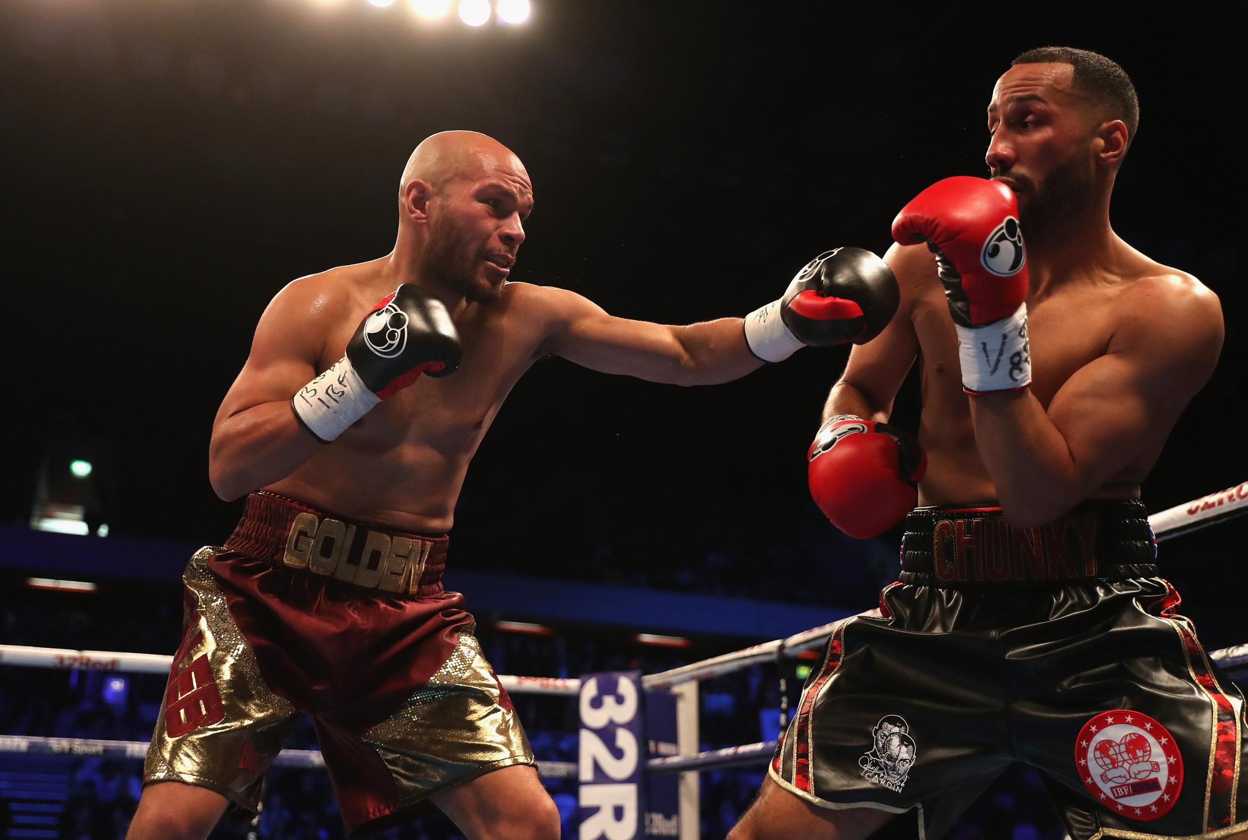 Caleb Truax, left, stunned Britain's James DeGale in bloody fashion