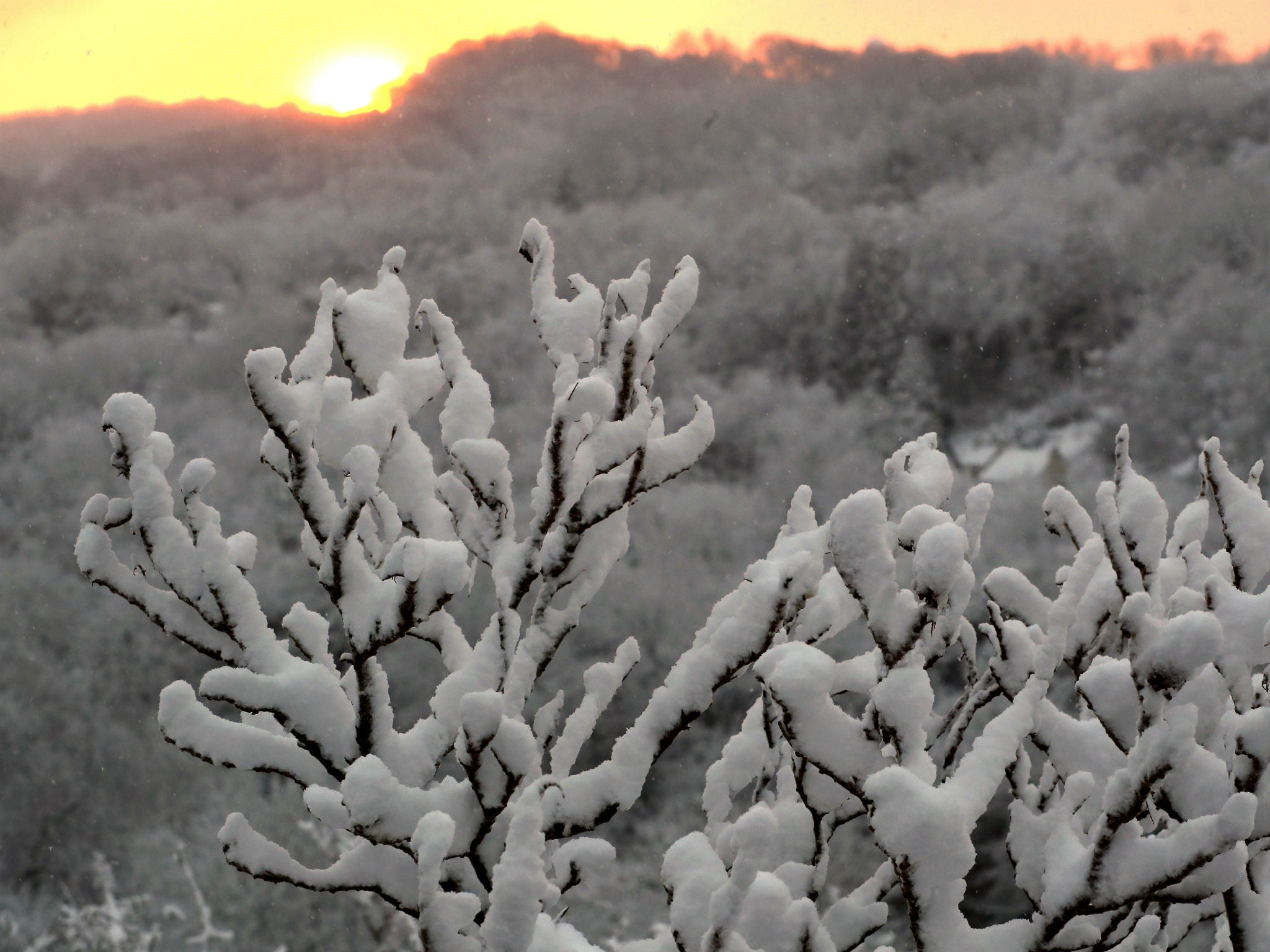 Snow covers Ironbridge in Shropshire, as travel disruption is expected in the wake of more snow