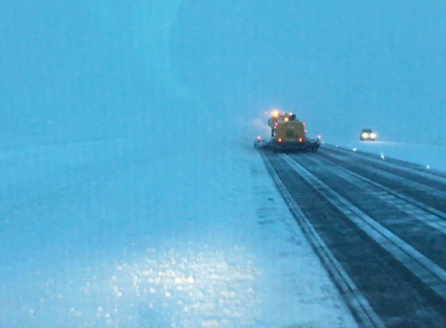 Going nowhere: snow clearing on the runway at Birmingham airport