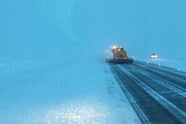 Going nowhere: snow clearing on the runway at Birmingham airport