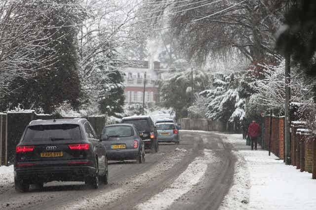 Snow-covered streets in Bisham, Berkshire, as severe weather causes disruption across parts of the UK