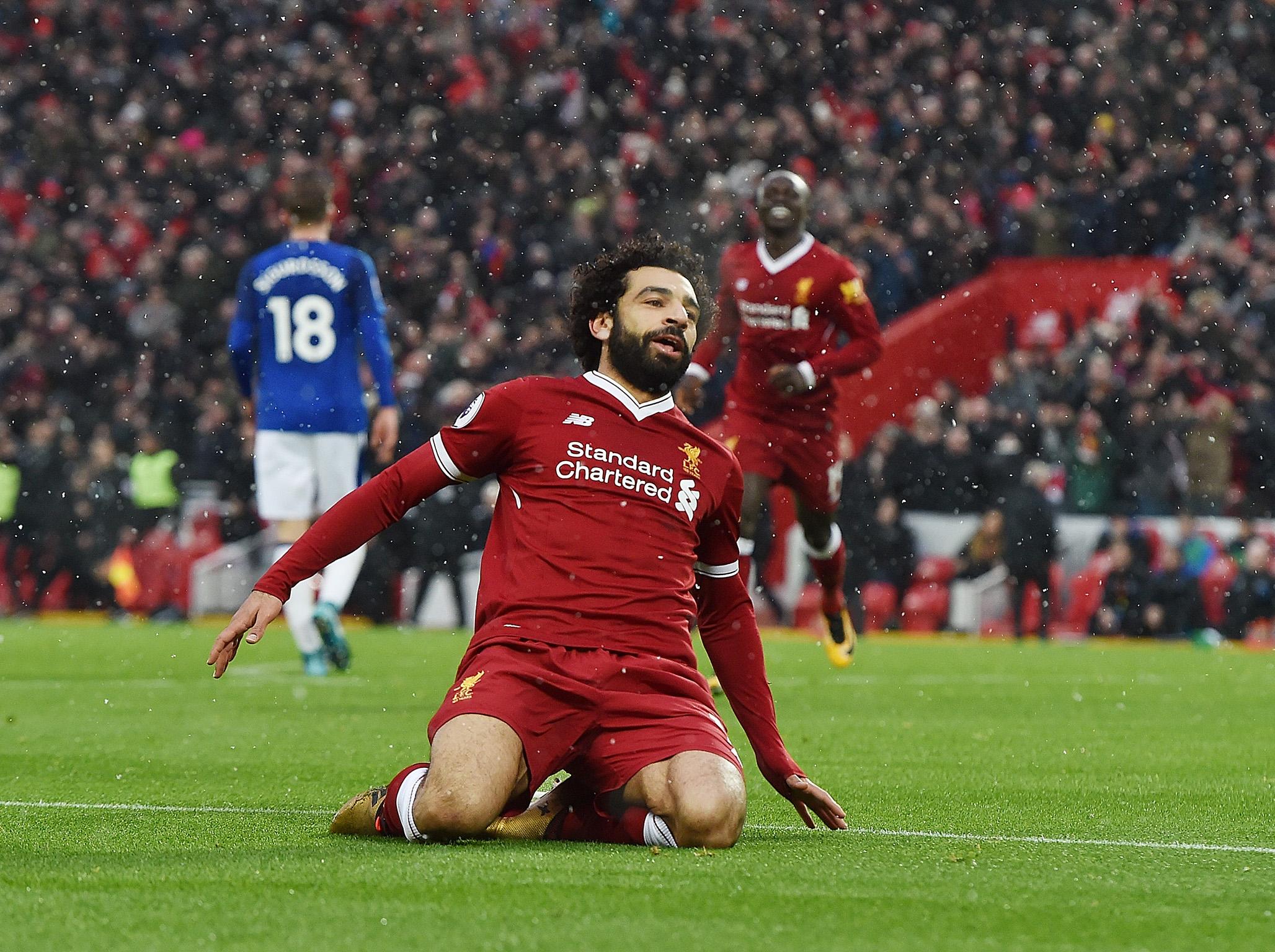 Mohamed Salah scored in the Merseyside derby before coming off
