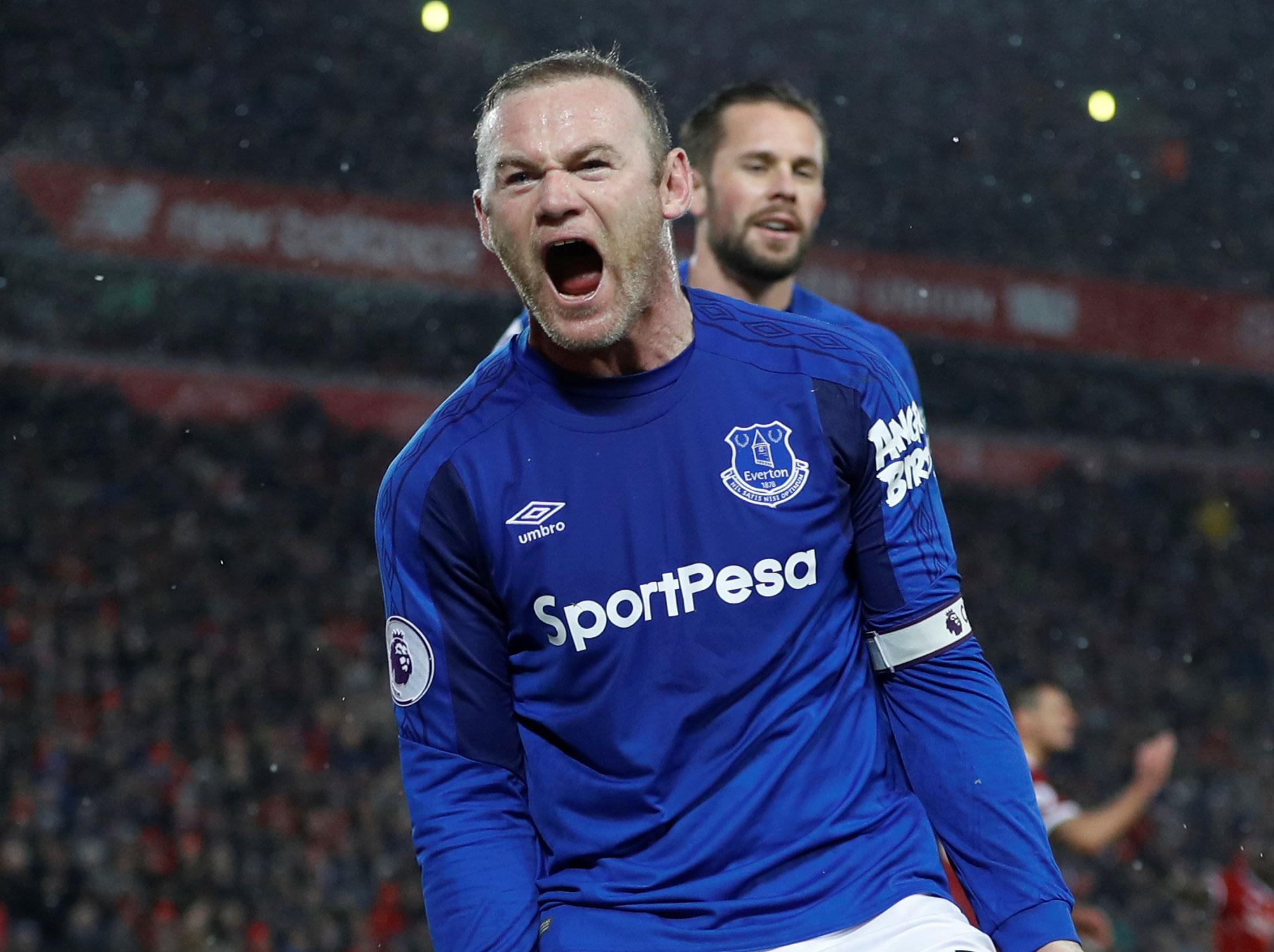 Wayne Rooney was the man on the spot for Everton in the derby