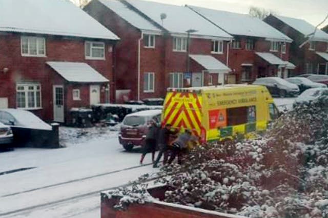 The ambulance was hailed in after weekend snowfall