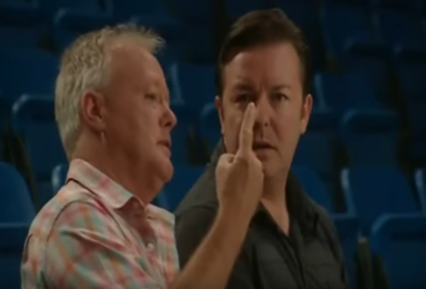 Keith Chegwin with Ricky Gervais on Extras