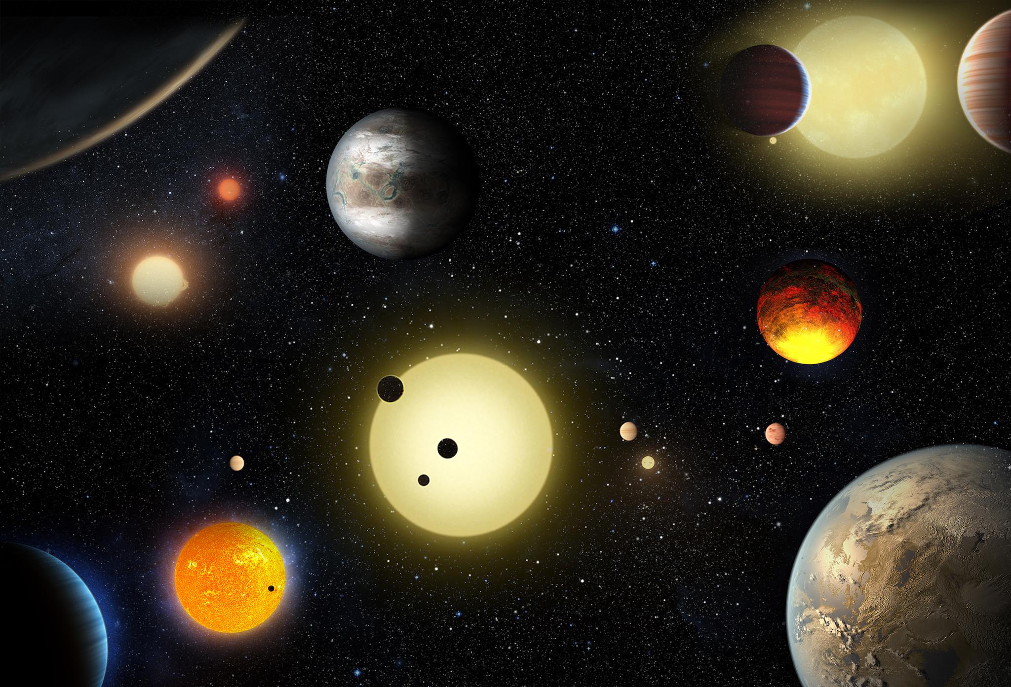 This artist's concept depicts select planetary discoveries made to date by NASA's Kepler space telescope in this image released May 10, 2016