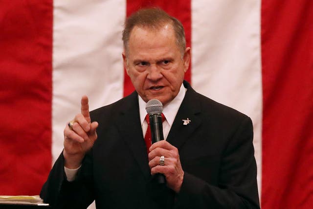 Republican Senatorial candidate Roy Moore speaks during a campaign event