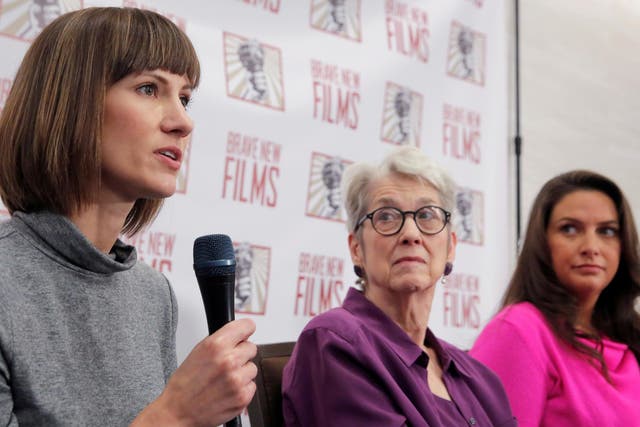 Rachel Crooks, Jessica Leeds and Samantha Holvey staging a press conference at which they repeated accusations against President Trump of inappropriate sexual contact