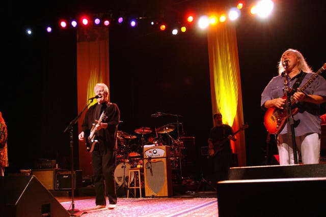 Music group Crosby Stills & Nash perform at the Assembly Hall April 13, 2003 in Champaign, Illinois. Credit: Scott Harrison/Getty Images.