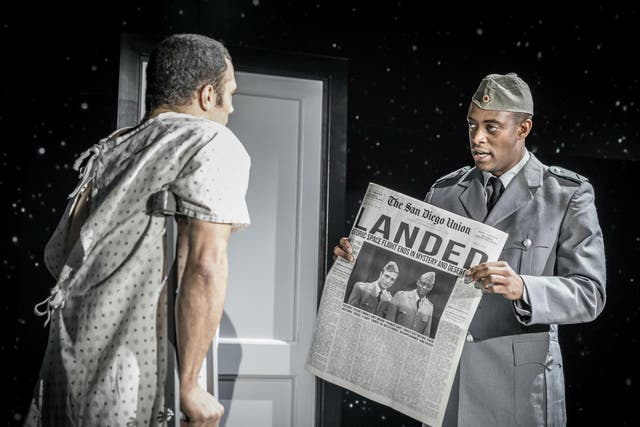 Cosmo Jarvis (left) and Oliver Alvin-Wilson in ‘The Twilight Zone’ at the Almeida Theatre