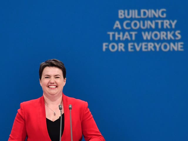 Scottish Conservatives leader, Ruth Davidson prepares to deliver a speech on the first day of the Conservative Party annual conference