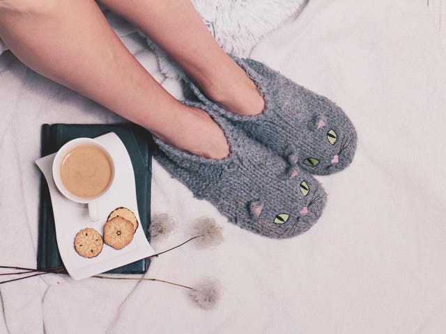 I love pajamas and I love my slippers. Basically, I am very happy braless and with nowhere further to go than my sitting room