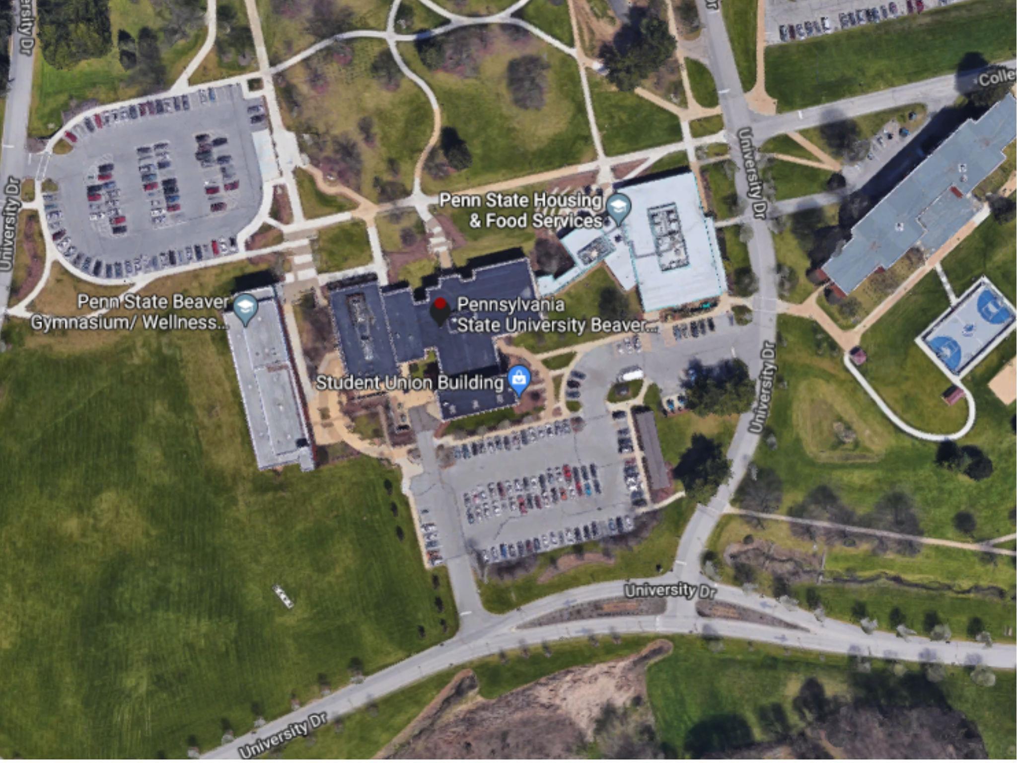 An aerial view of the Penn State satellite campus