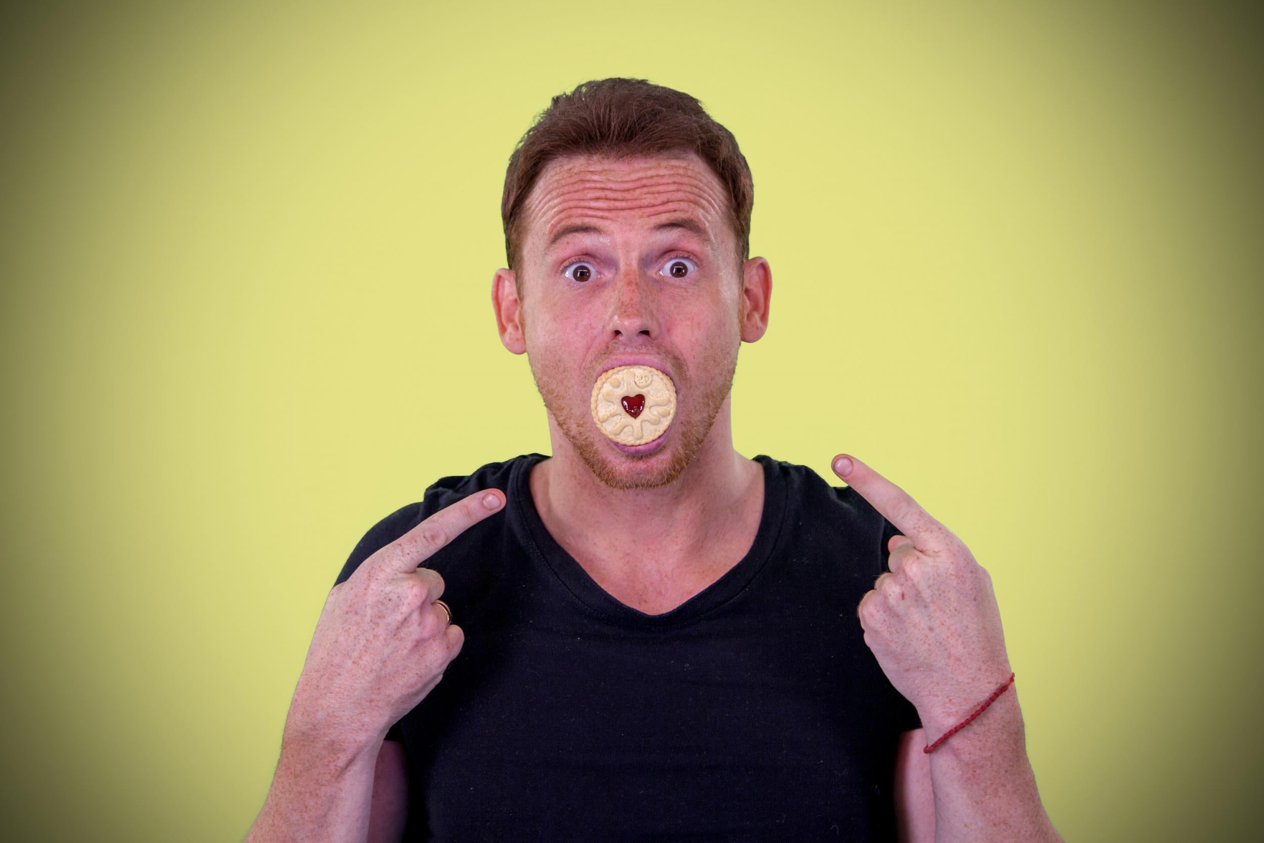Mouth almighty: Joe Swash plumps for the Jammie Dodger