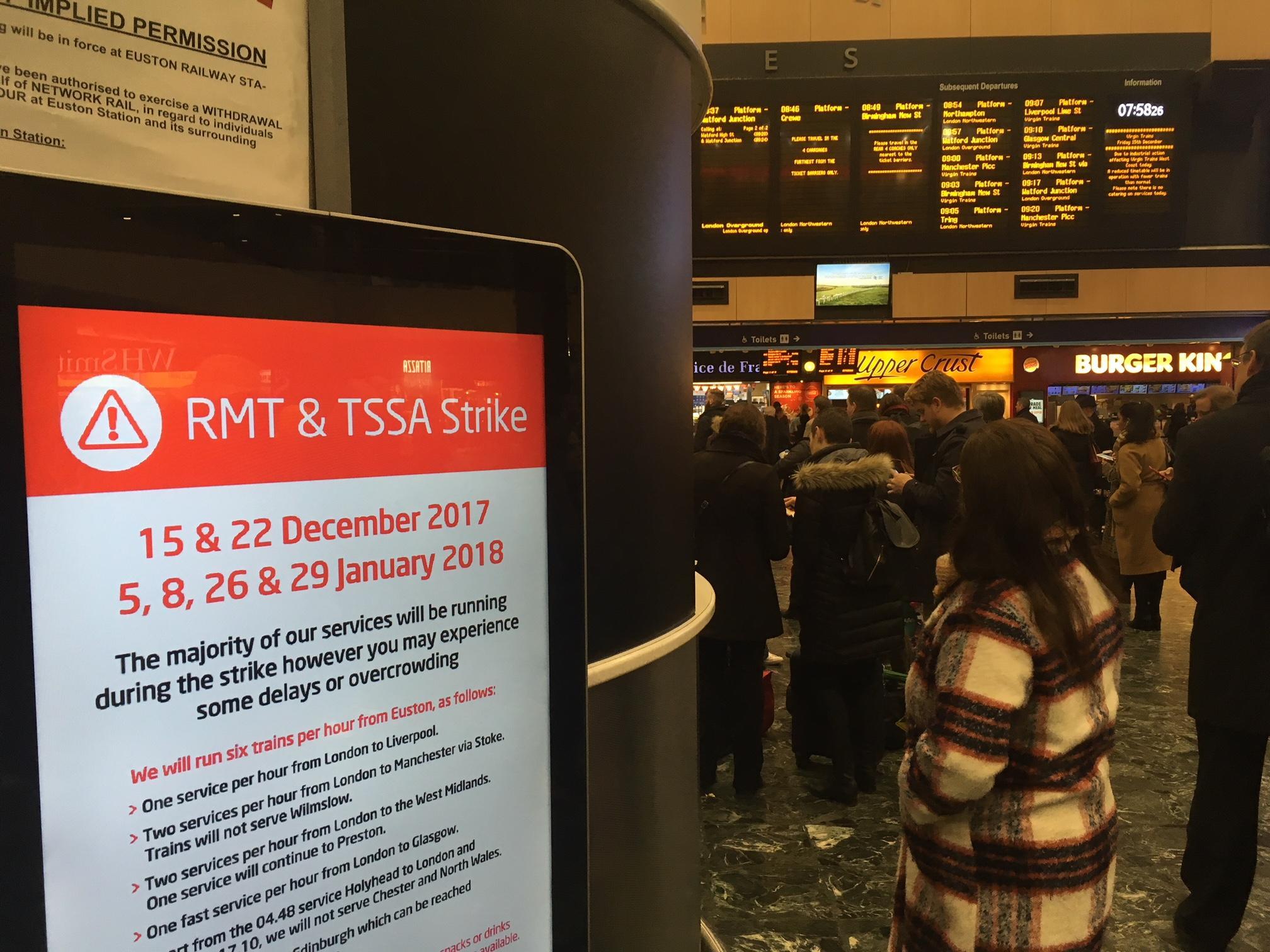 Red alert: about 30 per cent of long-distance trains to and from London Euston have been cancelled