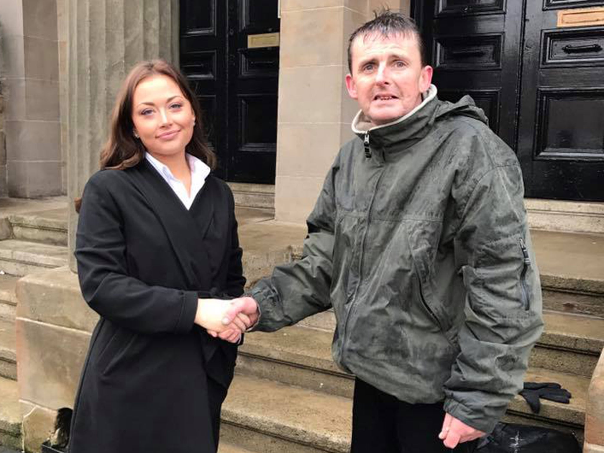 James John McGeown shakes hands with Alyshia Orford