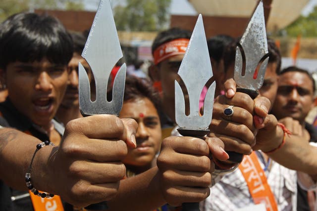 Supporters of the radical Vishwa Hindu Parishad Hindu group