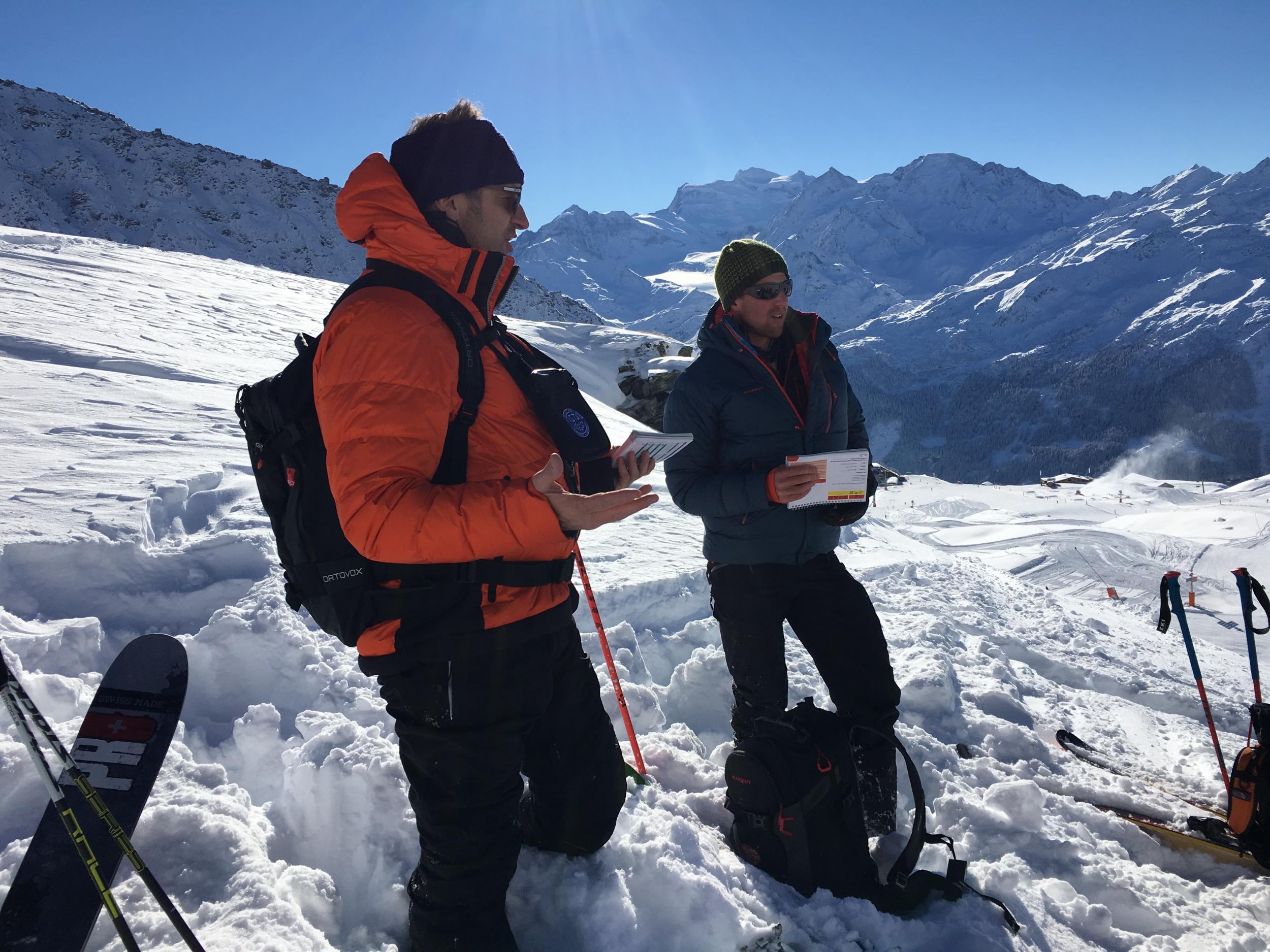 &#13;
Dominique Perret (left) is a world-class freerider &#13;