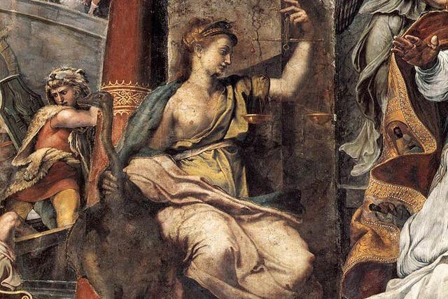 Experts believe the allegorical figure of Justice, depicted in the Room of Constantine, is the work of the master painter