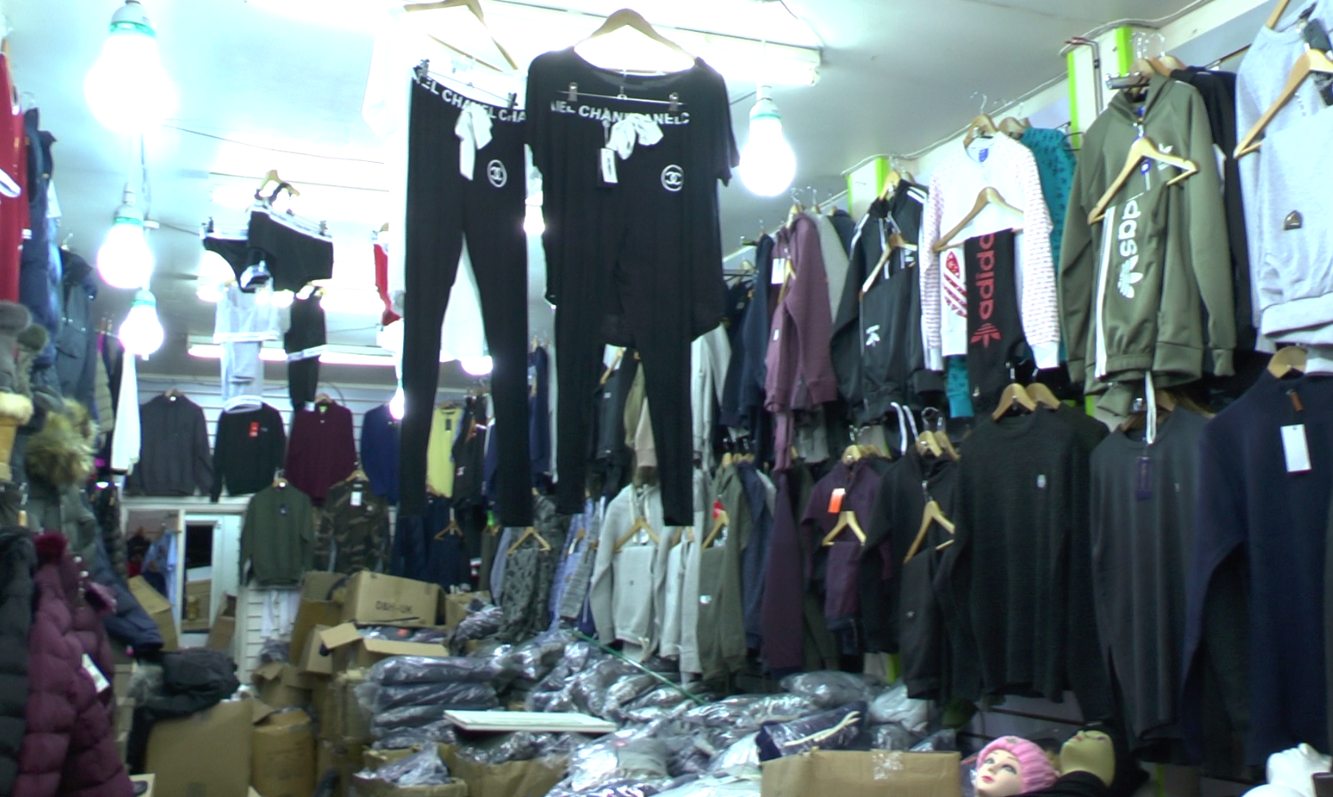 Inside premises raided by Police and Trading Standards in the Strangeways area of Manchester on December 12