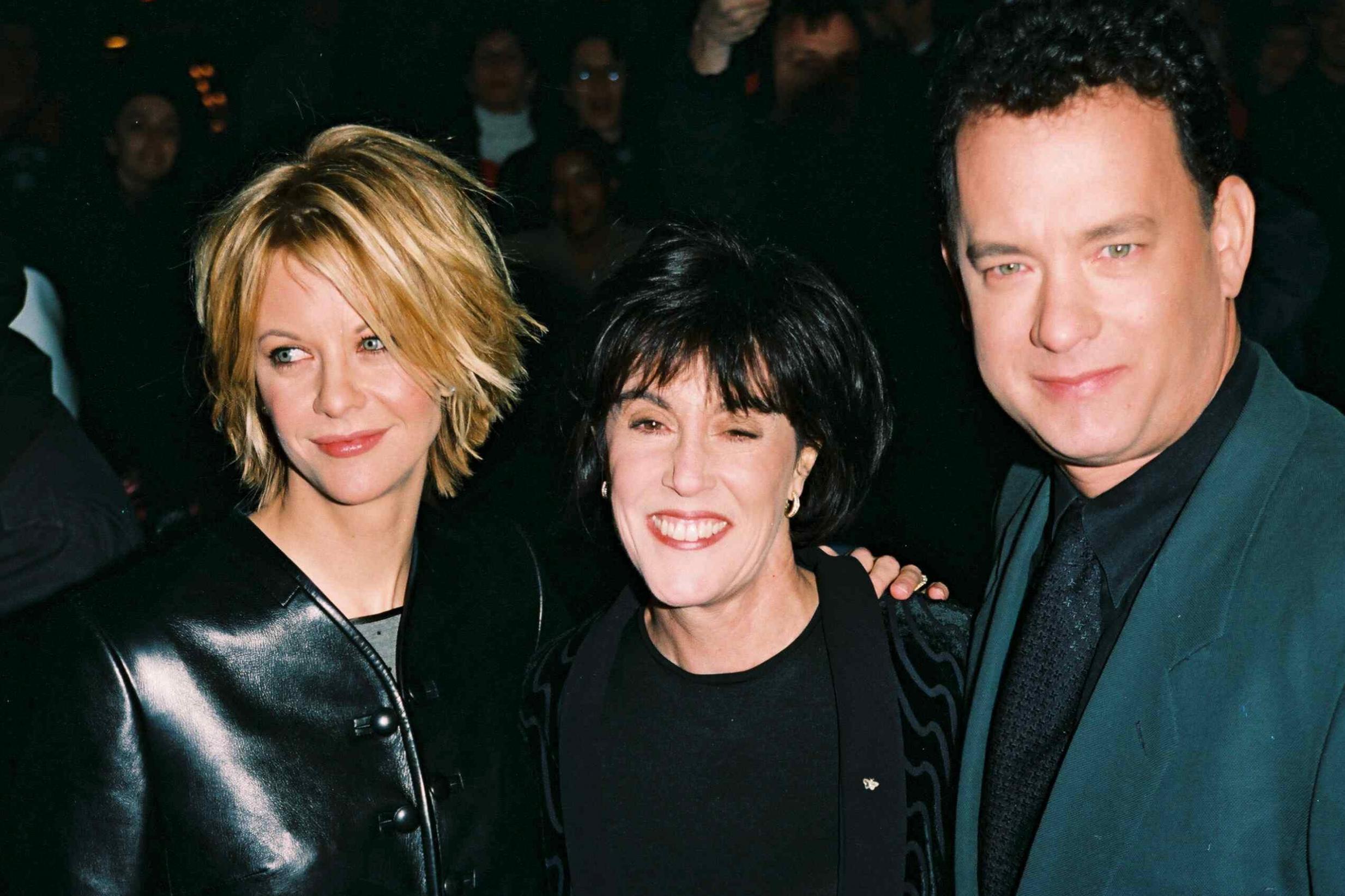 Meg Ryan, Nora Ephron and Tom Hanks at the 1998 premiere of 'You've Got Mail'