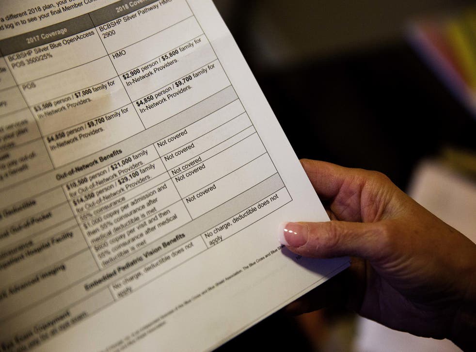 A woman looks over her health insurance benefit comparison chart