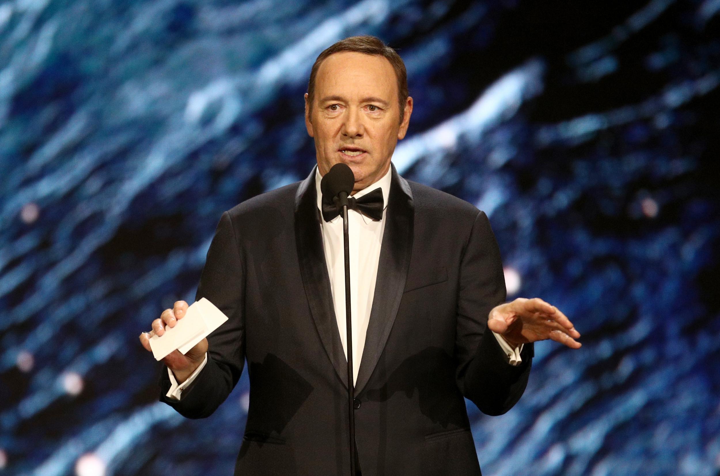 Kevin Spacey onstage to present Britannia Award for Excellence in Television on October 27, 2017 in Beverly Hills, California. (Credit: Frederick M. Brown/Getty Images)