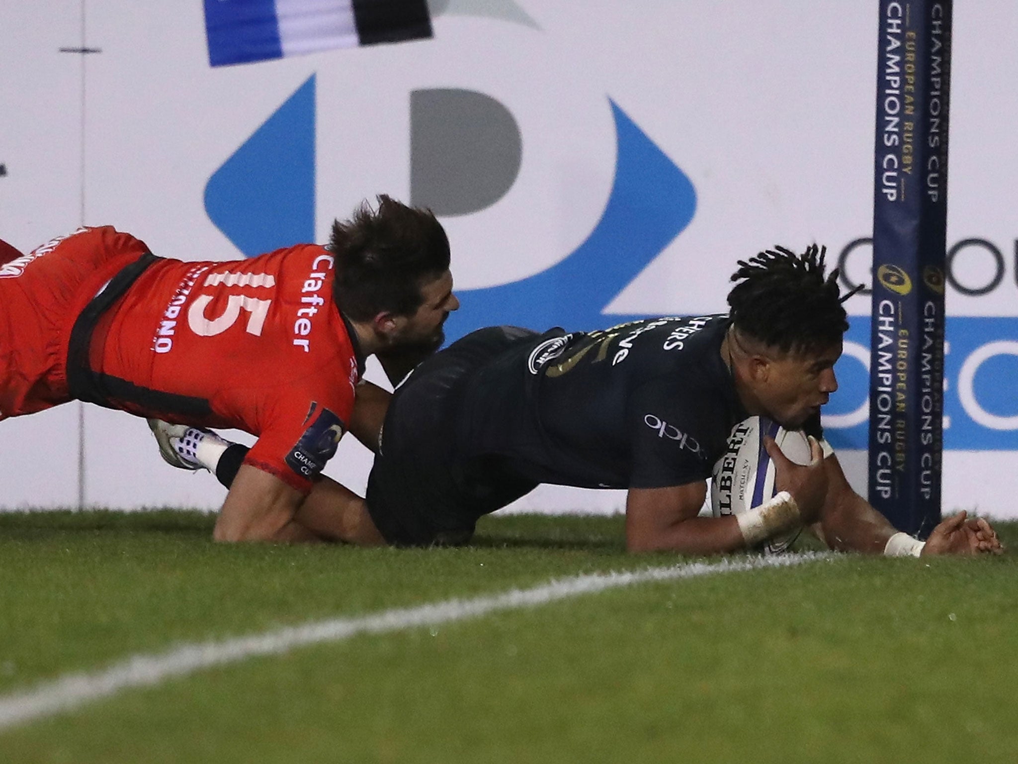 Anthony Watson dives over to score his second try