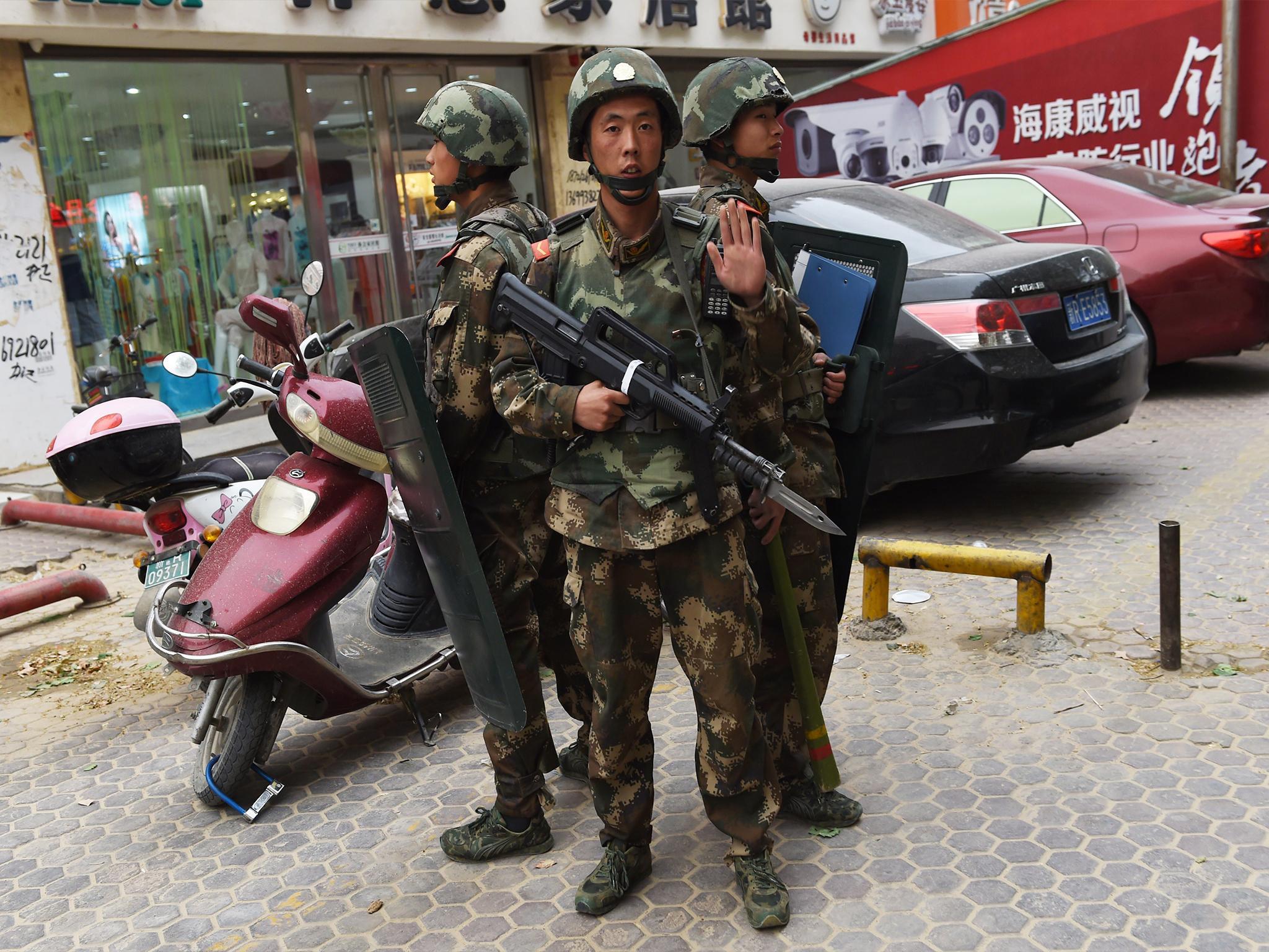 Unprecedents levels of police are patrolling Xinjiang's streets