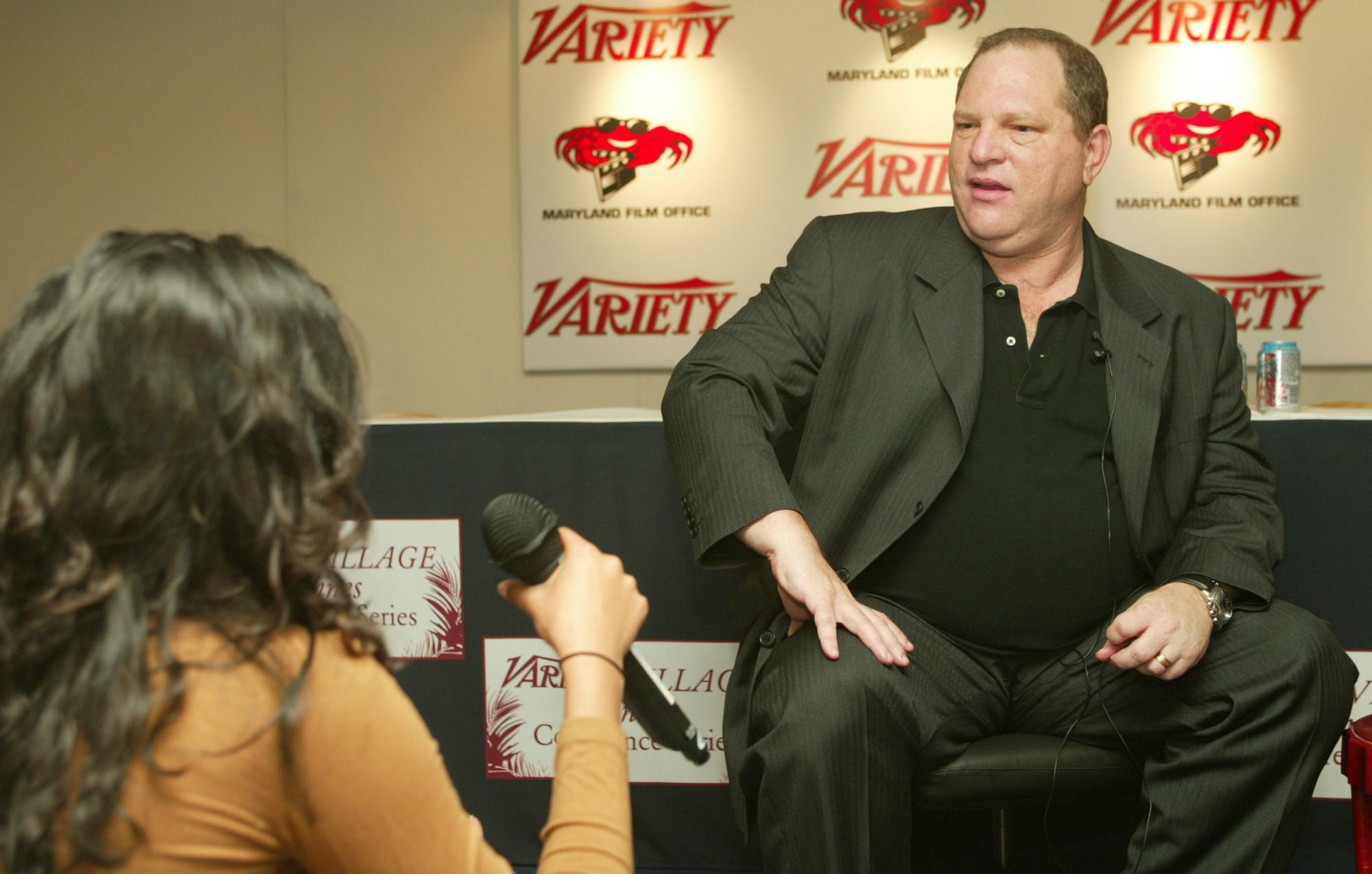 Harvey Weinstein answers questions at the 'Variety Village Cannes Conference Series' in Cannes in 2003