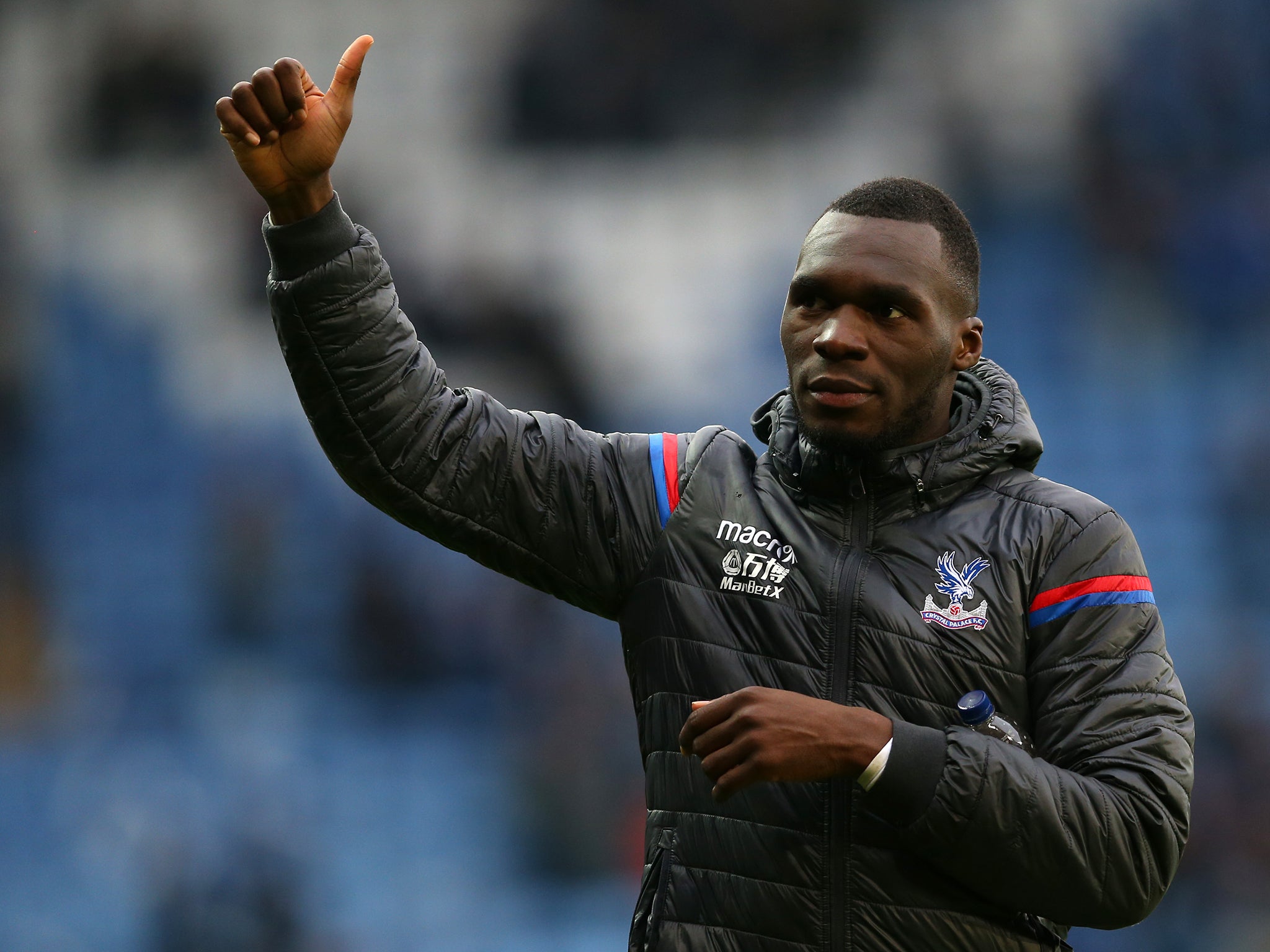 Christian Benteke salutes the fans after Crystal Palace's 3-0 win over Leicester