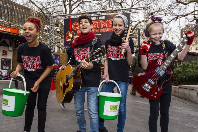 Cast from the hit London musical School of Rock entertained crowds to raise funds for The Felix Project