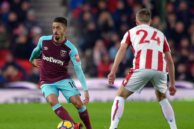 Manuel Lanzini in action against Stoke at the weekend