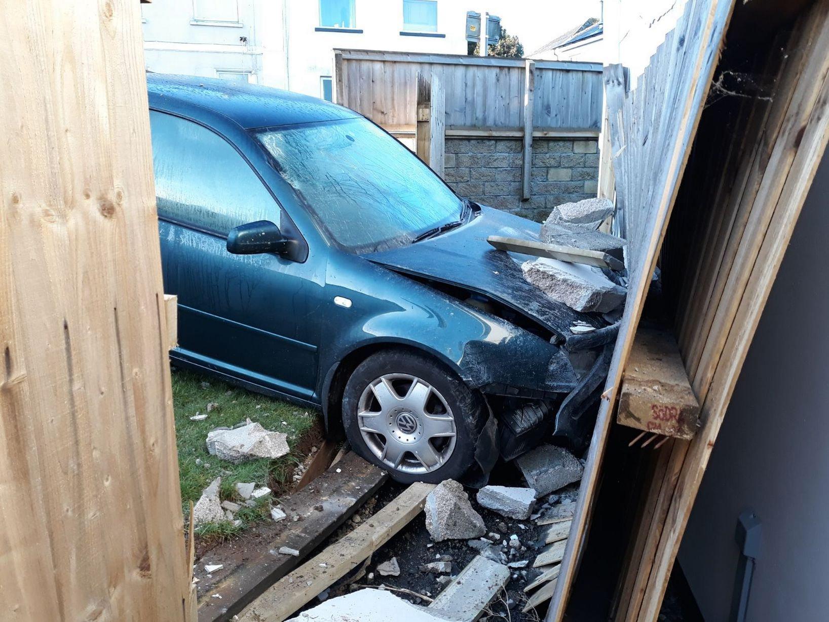 The car that hit the home of Jon Hobbs and his partner Jen Harrison