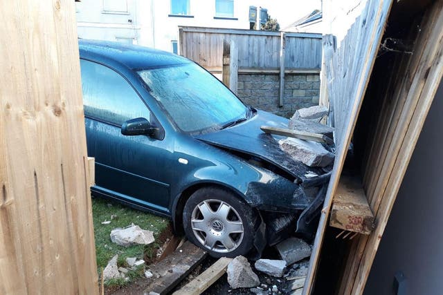 The car that hit the home of Jon Hobbs and his partner Jen Harrison