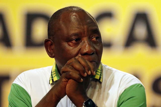 Mr Ramaphosa became emotional after it was announced he had won the vote at the ANC's elective conference in Johannesburg 