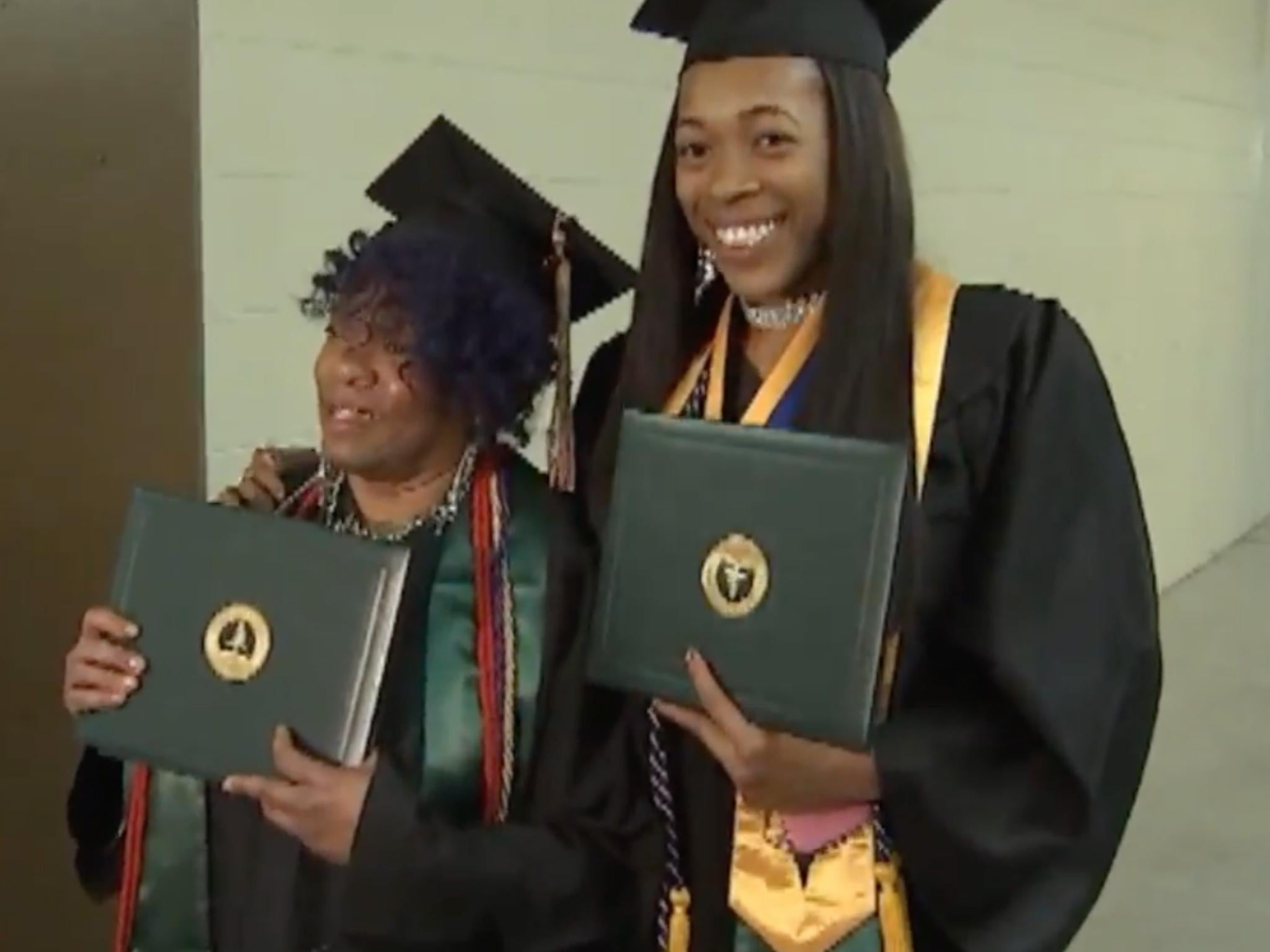 Belinda and Karea Berry, grandmother and granddaughter, graduated from university together and both with honours.