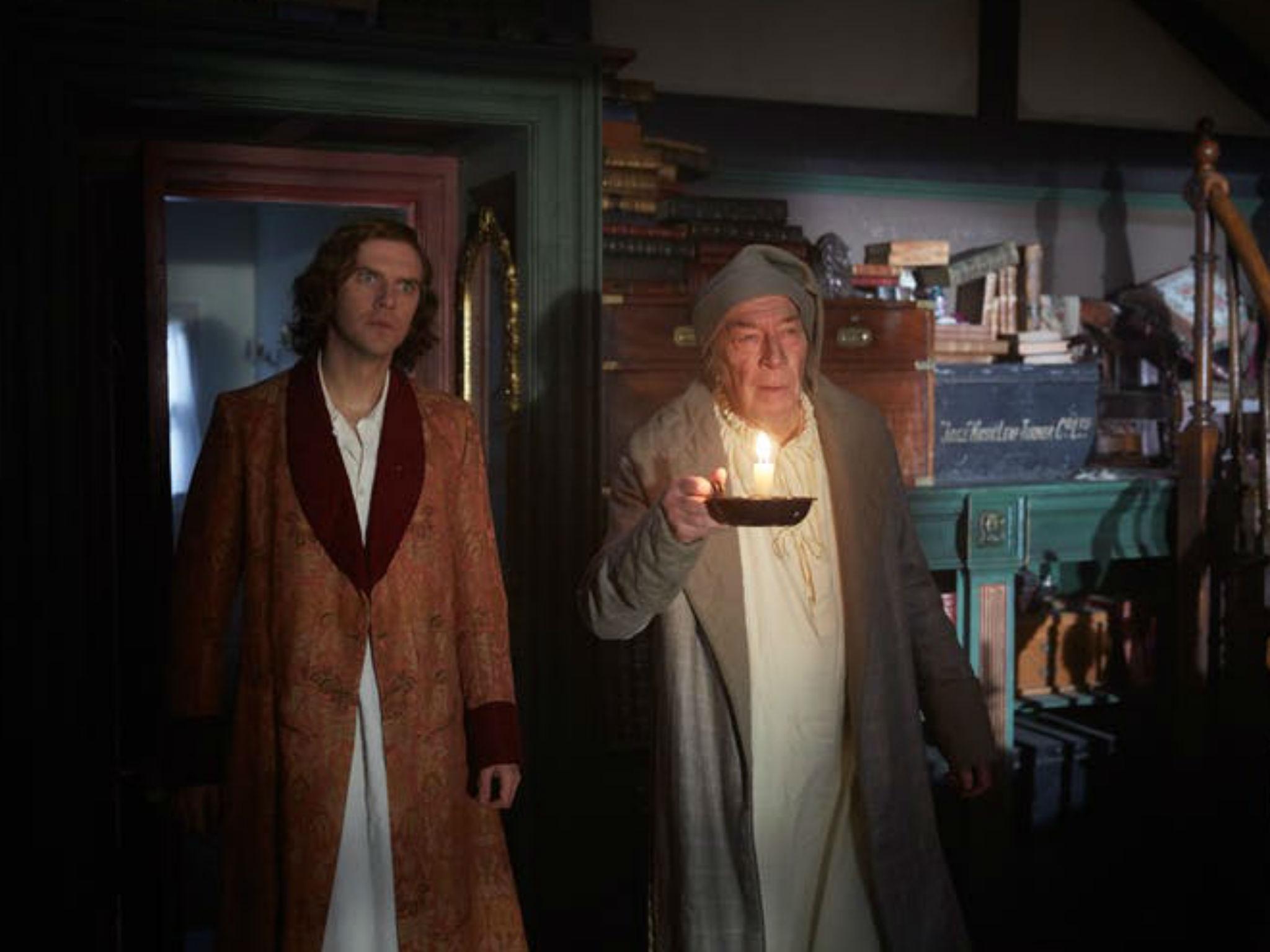 Stevens and Christopher Plummer (Scrooge) in ‘The Man Who Invented Christmas’