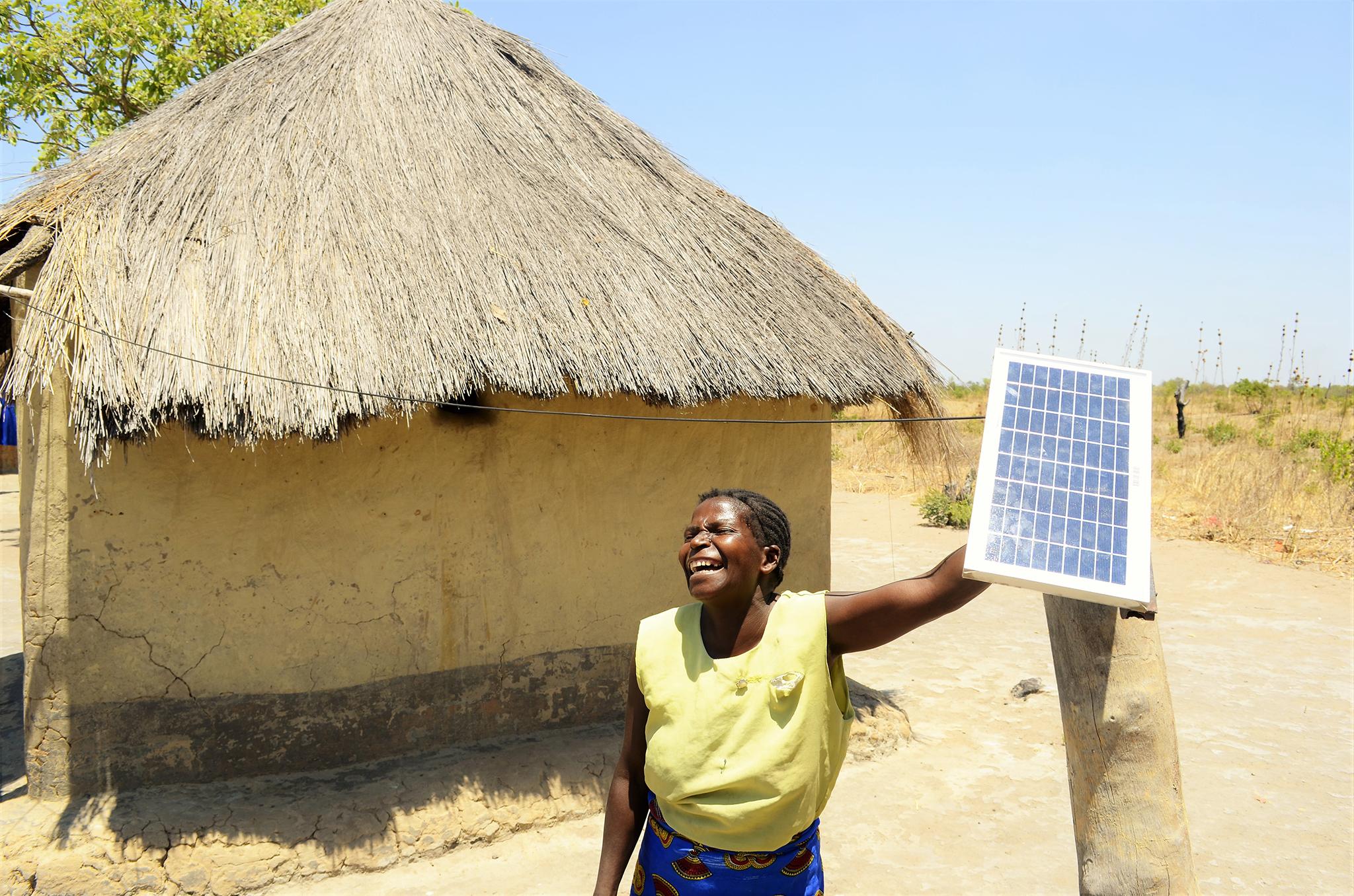 One of Trine’s solar panels installed in a Zambian village