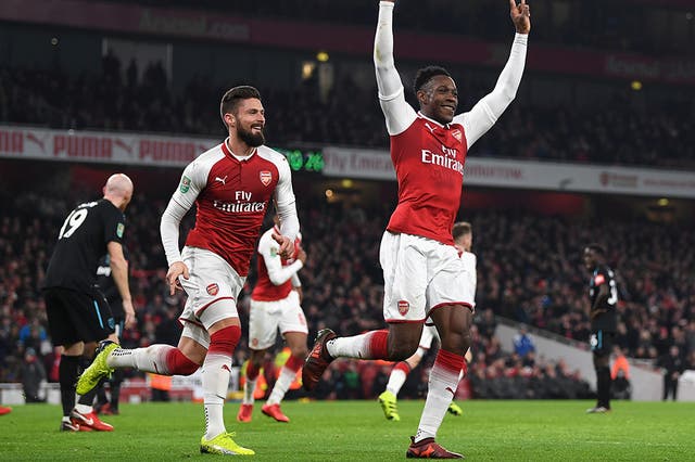 Welbeck scuffed the ball home to give Arsenal the lead