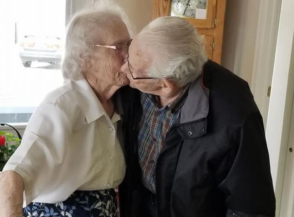 After 69 years of marriage, Herbert and Audrey Goodine bid a tearful goodbye and gave each other a kiss