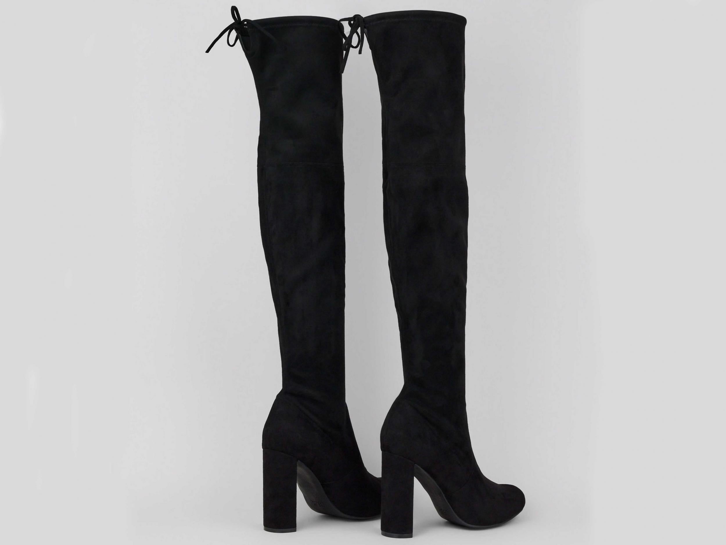 Black Suedette Over The Knee Boots, £22.49, New Look