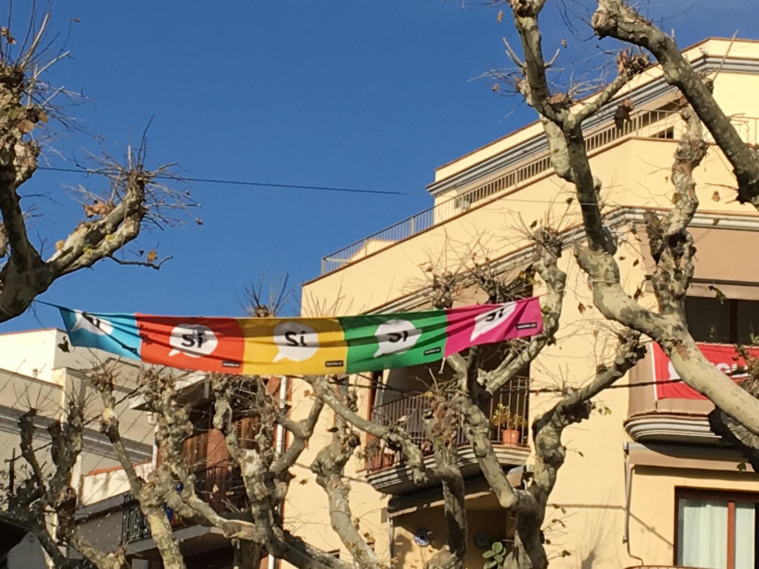 The streets of Arenys de Munt are full of Catalan colours and yellow ribbons in solidarity with Catalan leaders in Spanish jails