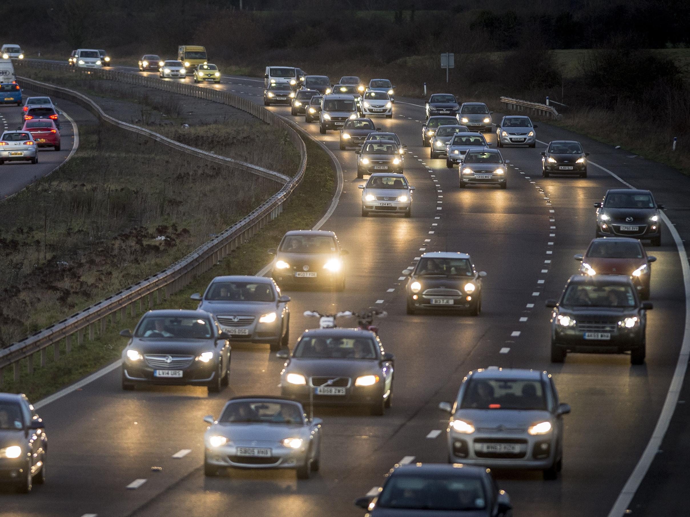 Traffic on the M5 motorway in Somerset