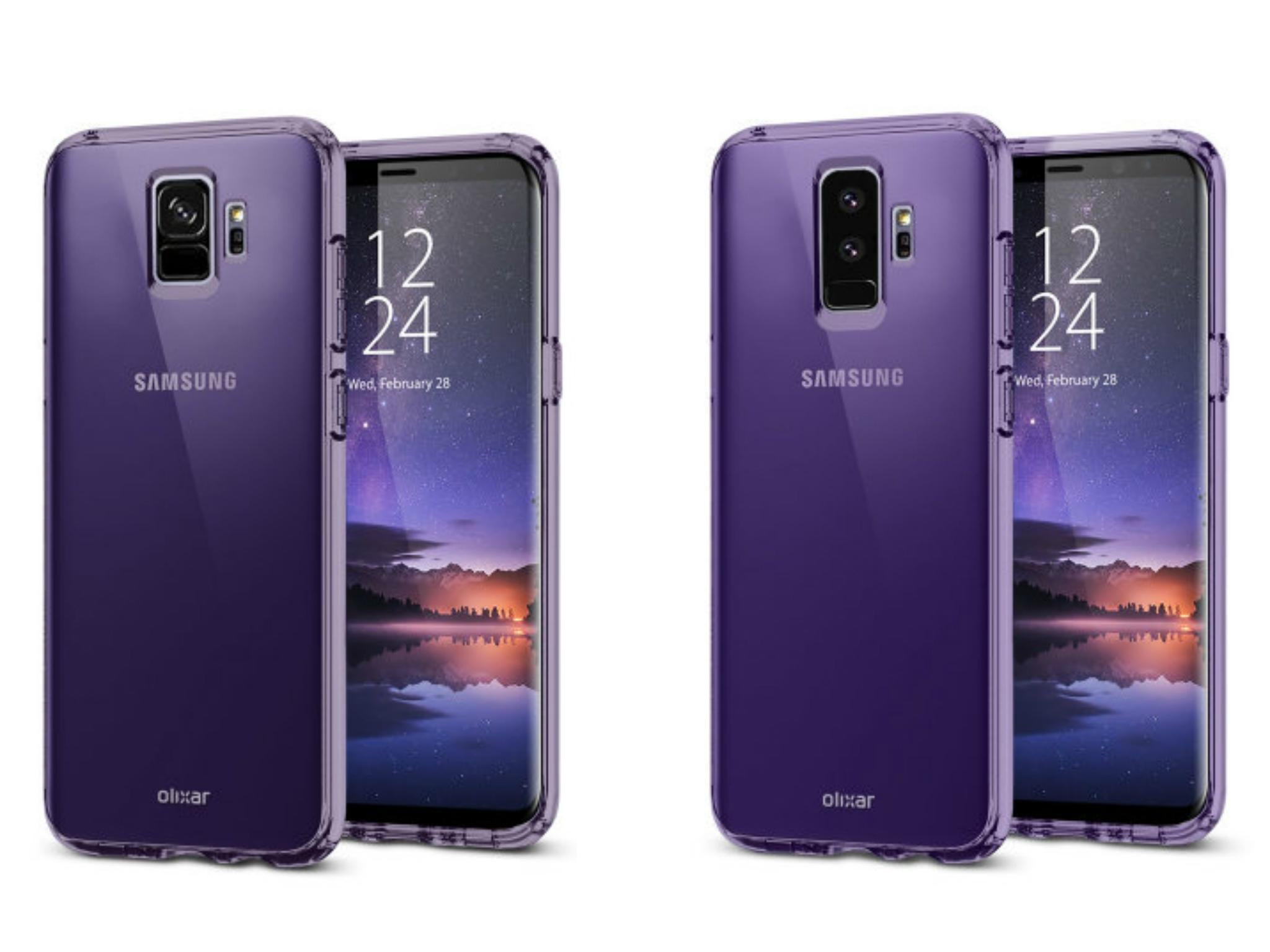 The images suggest the S9 (left) will feature a single rear camera and the S9+ (right) will have a pair of them