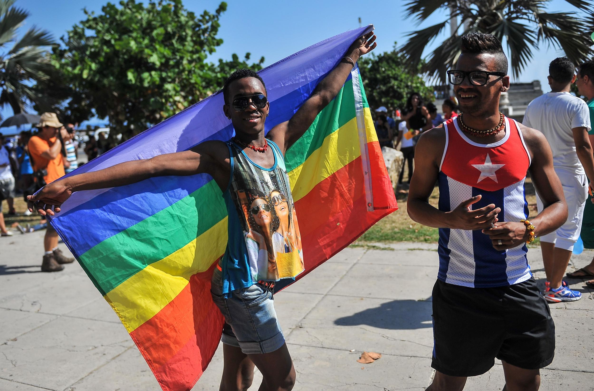 Members of the LGBT community participate in a march against homophobia in Havana in 2016