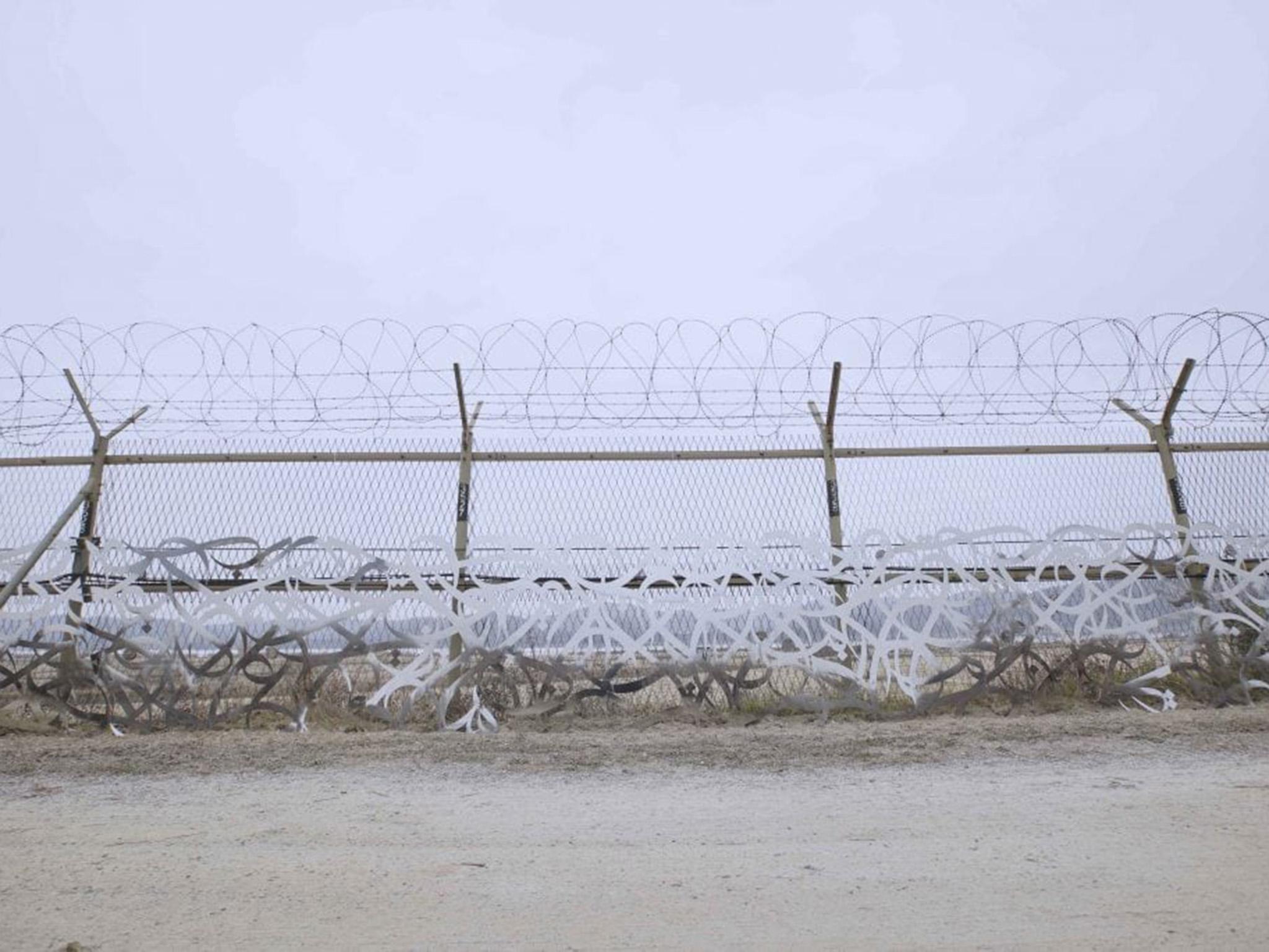 The artwork installed along a DMZ fence in Gyeonggi Province, South Korea.