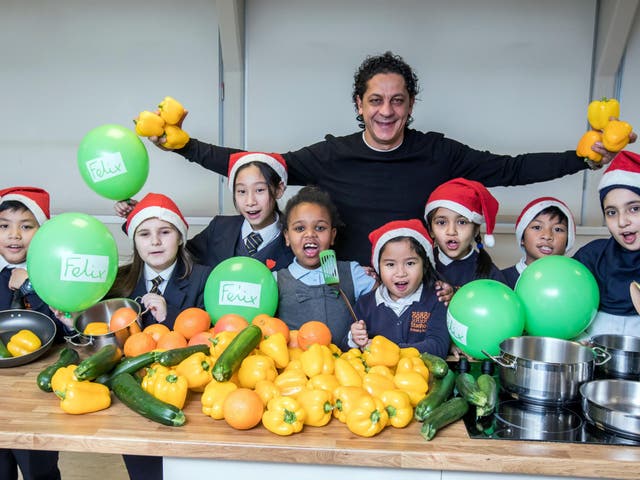 Celebrity chef Francesco Mazzei cooks up a feast with Stanhope Primary schoolchildren