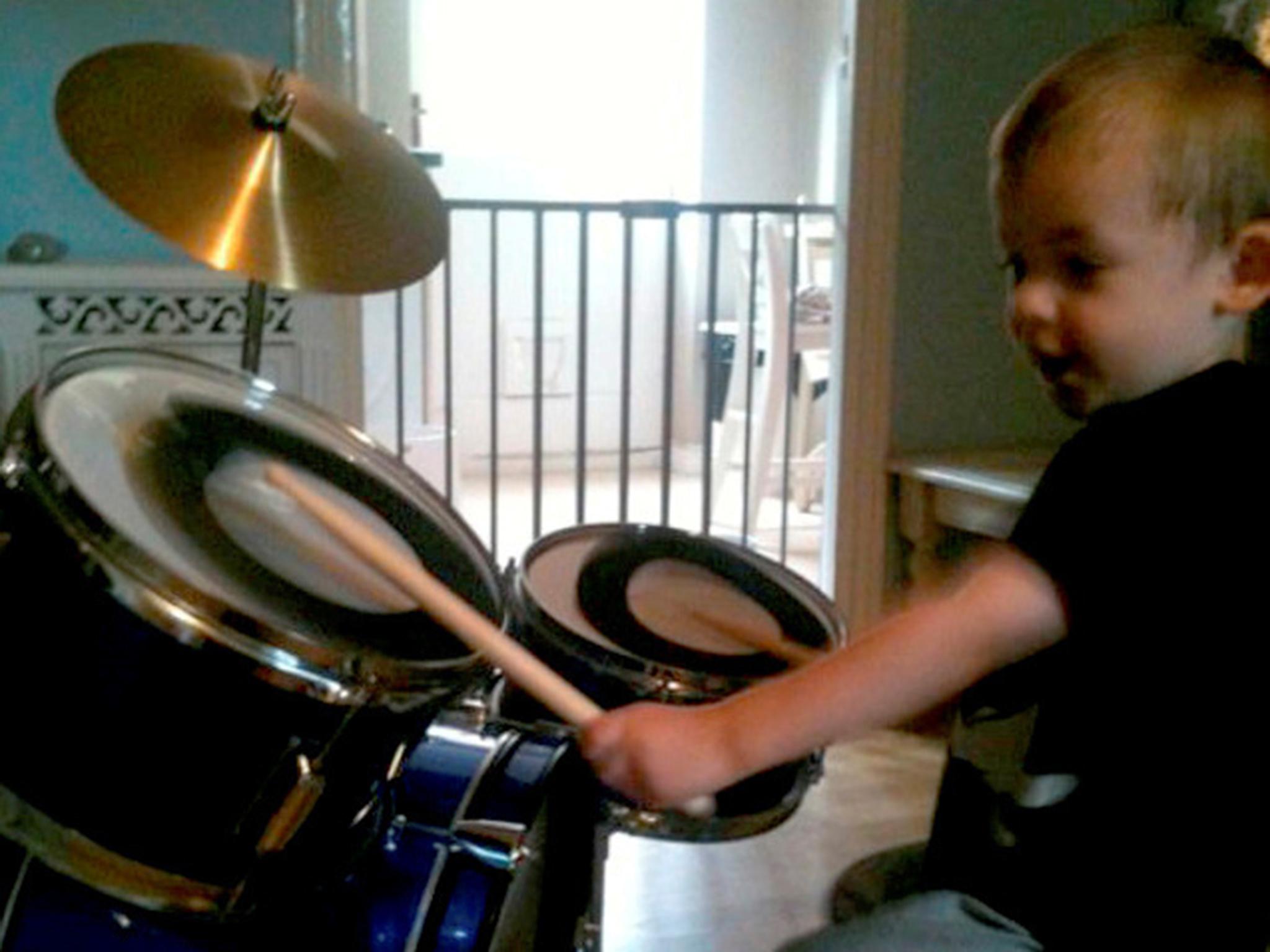 The young boy learnt to play the drums as a toddler Courtney family/SWNS